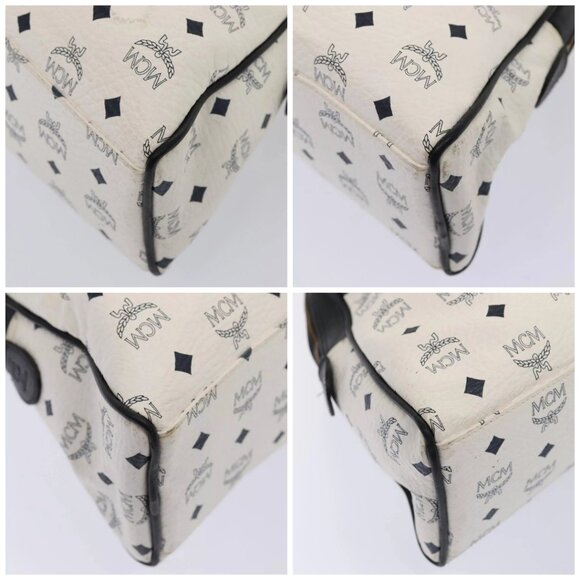 MCM Vicetos Logogram Shoulder Bag PVC Leather White Black gold Auth - Picture 16 of 16